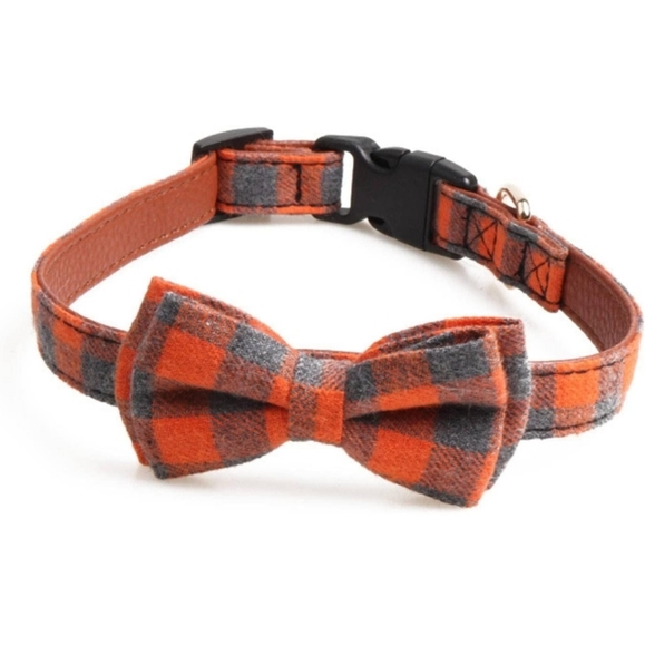 Camellia319 British Plaid pet Collar Bow Collar Release Buckle Dog Collar￼￼ - Picture 3 of 4